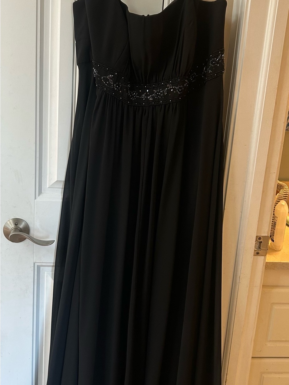 David's Bridal Black Evening Gown with Beaded Waist Size 20